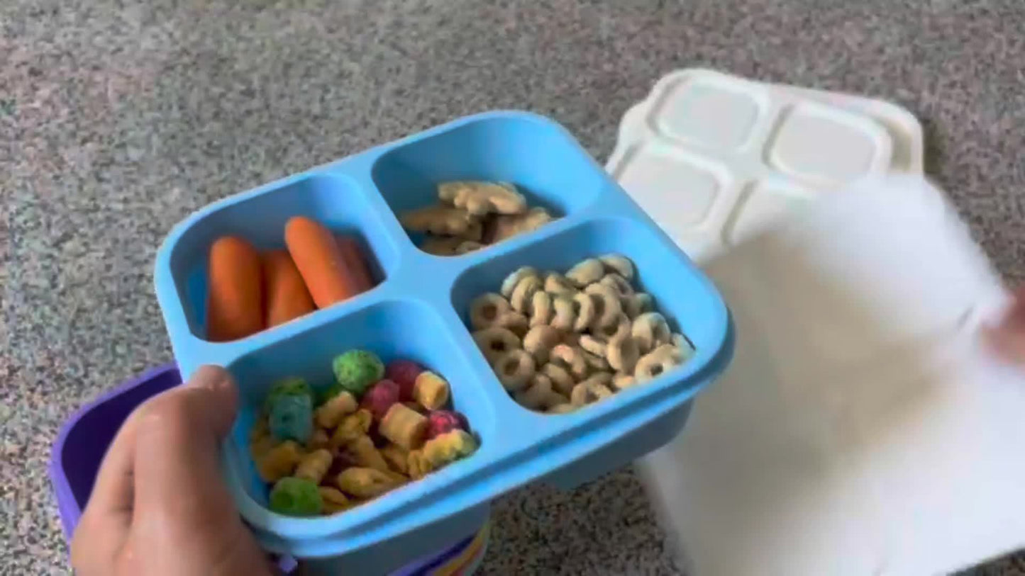 5-Pack Reusable Bento Boxes, 4-Compartment Food Storage Containers, Divided Lunch Boxes for School, Work, Travel, Dishwasher Safe, Plastic, Rectangular Shape, Manual, No Power Required,Back to School