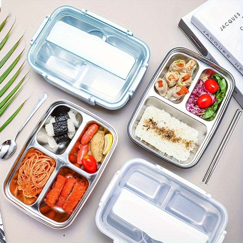 Durable, Leak-Proof Stainless Steel Bento Box with 3 Compartments - Easy-Clean, Portable Lunch Container for Students and Office Workers, Ideal Gift for Back to School, Home Essentials, Office Essentials | Sleek Bento Box | Durable Bento Box, Bento Boxes