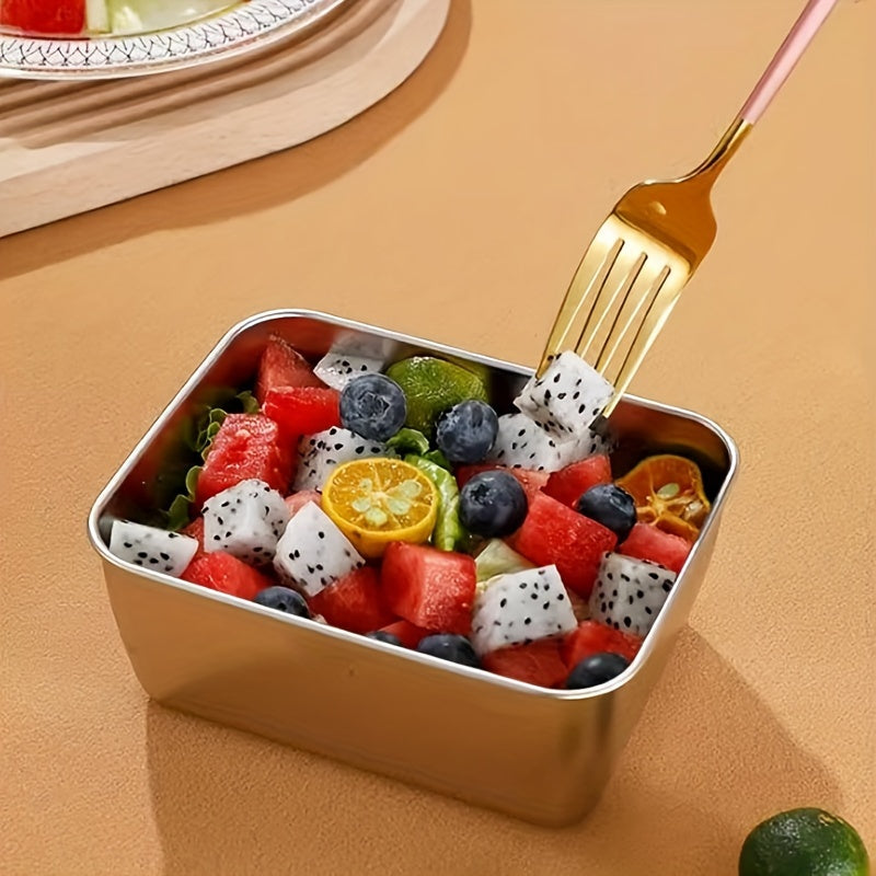 5pcs Set of Stainless Steel Food Storage Containers with Lids, Suitable for Meal Preparation, Lunch And Outdoor Picnics Stainless Steel Fresh-Keeping Box, Lid, Sealed Box, Refrigerator Storage Box, Fruit Bento Box