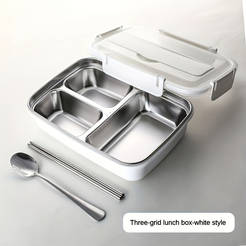 Durable, Leak-Proof Stainless Steel Bento Box with 3 Compartments - Easy-Clean, Portable Lunch Container for Students and Office Workers, Ideal Gift for Back to School, Home Essentials, Office Essentials | Sleek Bento Box | Durable Bento Box, Bento Boxes