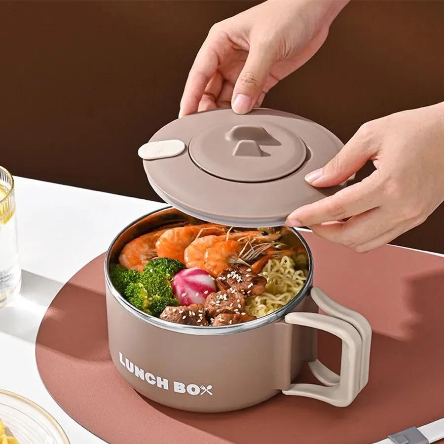 1pc Stainless Steel Microwaveable Lunch Box with Leak-Proof Lid - 304 Stainless, Lightweight & Portable with Handle, Ideal for Office, School, Outdoor Activities, Dishwasher Safe,Back to School