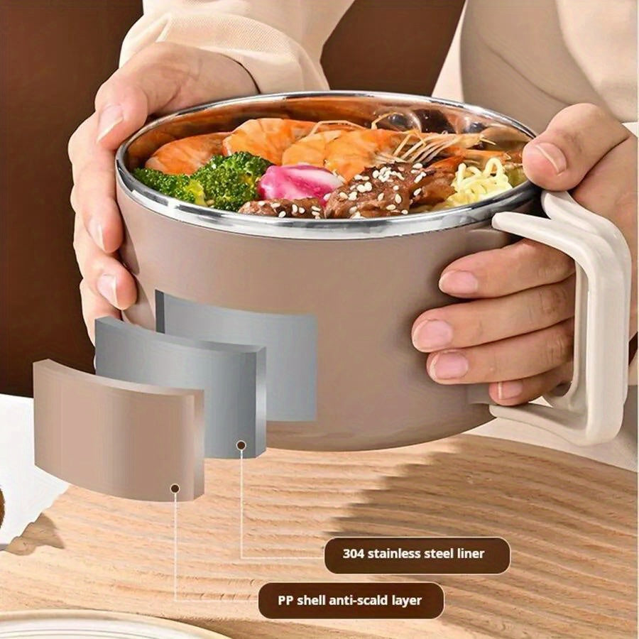 1pc Stainless Steel Microwaveable Lunch Box with Leak-Proof Lid - 304 Stainless, Lightweight & Portable with Handle, Ideal for Office, School, Outdoor Activities, Dishwasher Safe,Back to School