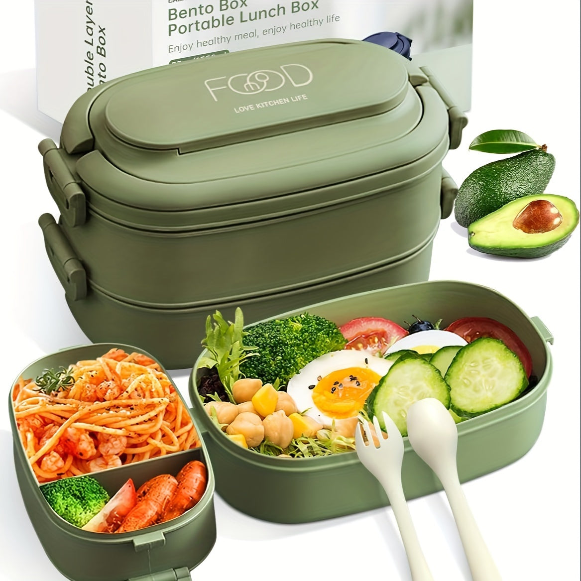 52.41oz Sturdy Stackable Bento Lunch Box with Separate Compartments - Microwave Safe, Leakproof, And Durable Polypropylene Container for Work & Outdoor Use, Outdoor Lunch Box | Stackable Lunch Box | Microwave Safe Container, Lunch Boxes,Back to School