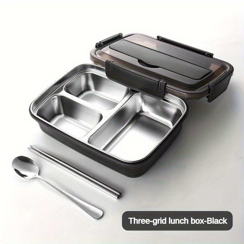 Durable, Leak-Proof Stainless Steel Bento Box with 3 Compartments - Easy-Clean, Portable Lunch Container for Students and Office Workers, Ideal Gift for Back to School, Home Essentials, Office Essentials | Sleek Bento Box | Durable Bento Box, Bento Boxes