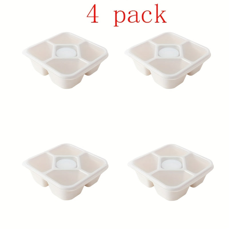 Wheat Straw Lunch Box Snack Container - 5-compartment Lunch Box with 4 Leak-proof Small Containers, 4pcs Set, Suitable for Office and School Use