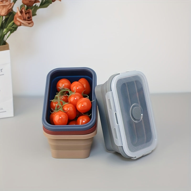 8pcs Set of Foldable Food Storage Containers with Lids and Ventilation Holes, Foldable Silicone Lunch Boxes, Microwave or Refrigerator Safe, Dishwasher Safe, 4 Colors