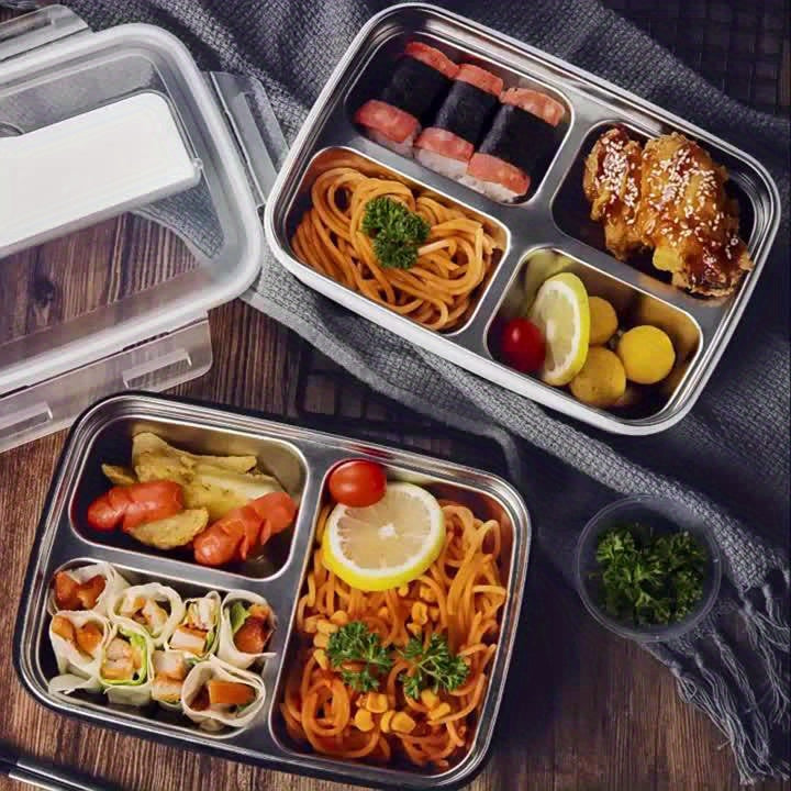 Durable, Leak-Proof Stainless Steel Bento Box with 3 Compartments - Easy-Clean, Portable Lunch Container for Students and Office Workers, Ideal Gift for Back to School, Home Essentials, Office Essentials | Sleek Bento Box | Durable Bento Box, Bento Boxes