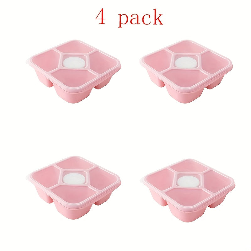 Wheat Straw Lunch Box Snack Container - 5-compartment Lunch Box with 4 Leak-proof Small Containers, 4pcs Set, Suitable for Office and School Use
