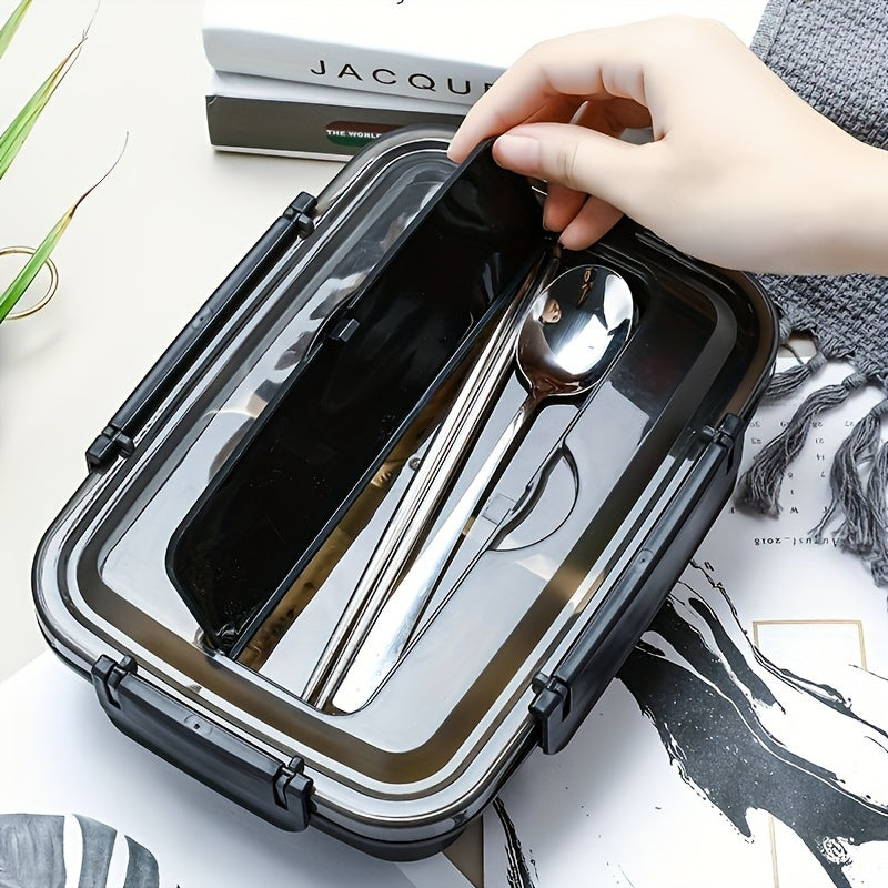 Durable, Leak-Proof Stainless Steel Bento Box with 3 Compartments - Easy-Clean, Portable Lunch Container for Students and Office Workers, Ideal Gift for Back to School, Home Essentials, Office Essentials | Sleek Bento Box | Durable Bento Box, Bento Boxes