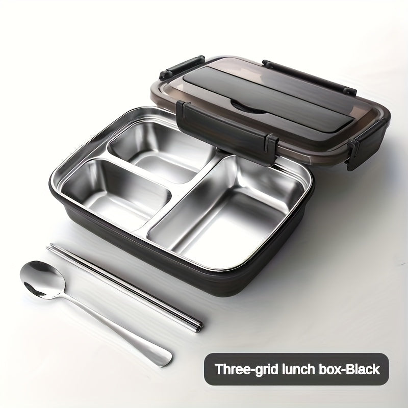 Durable, Leak-Proof Stainless Steel Bento Box with 3 Compartments - Easy-Clean, Portable Lunch Container for Students and Office Workers, Ideal Gift for Back to School, Home Essentials, Office Essentials | Sleek Bento Box | Durable Bento Box, Bento Boxes