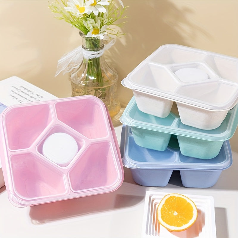 Wheat Straw Lunch Box Snack Container - 5-compartment Lunch Box with 4 Leak-proof Small Containers, 4pcs Set, Suitable for Office and School Use