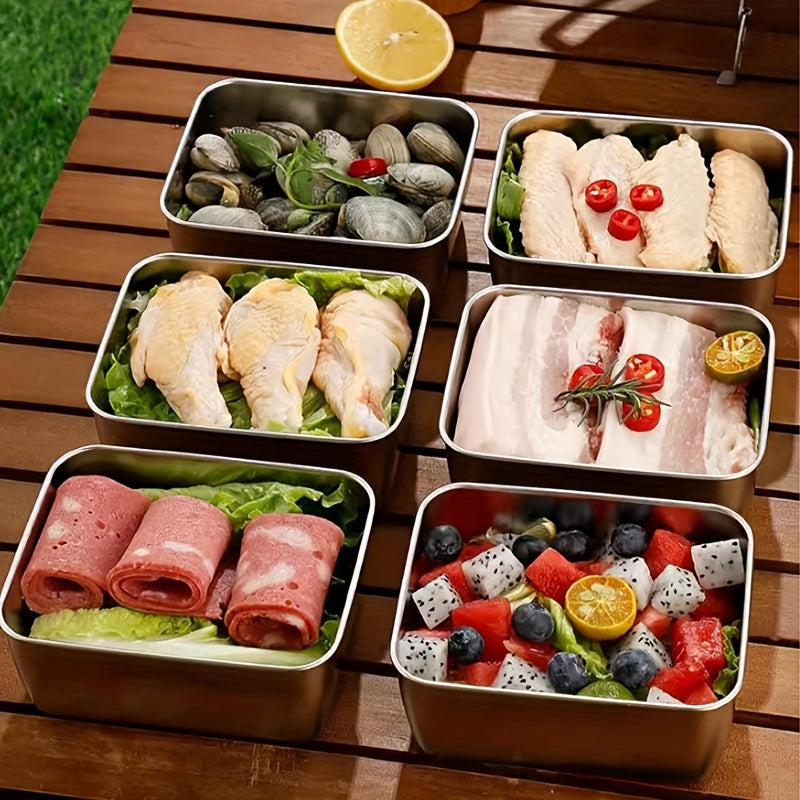 5pcs Set of Stainless Steel Food Storage Containers with Lids, Suitable for Meal Preparation, Lunch And Outdoor Picnics Stainless Steel Fresh-Keeping Box, Lid, Sealed Box, Refrigerator Storage Box, Fruit Bento Box