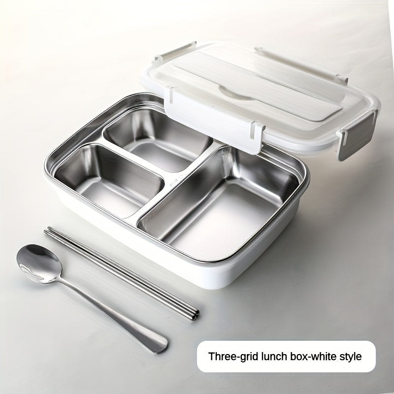 Durable, Leak-Proof Stainless Steel Bento Box with 3 Compartments - Easy-Clean, Portable Lunch Container for Students and Office Workers, Ideal Gift for Back to School, Home Essentials, Office Essentials | Sleek Bento Box | Durable Bento Box, Bento Boxes