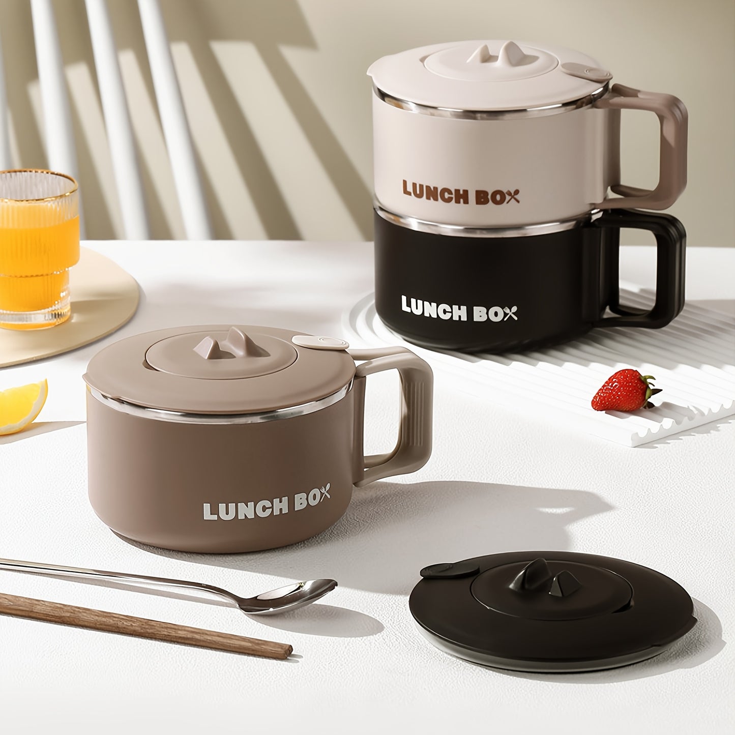 1pc Stainless Steel Microwaveable Lunch Box with Leak-Proof Lid - 304 Stainless, Lightweight & Portable with Handle, Ideal for Office, School, Outdoor Activities, Dishwasher Safe,Back to School