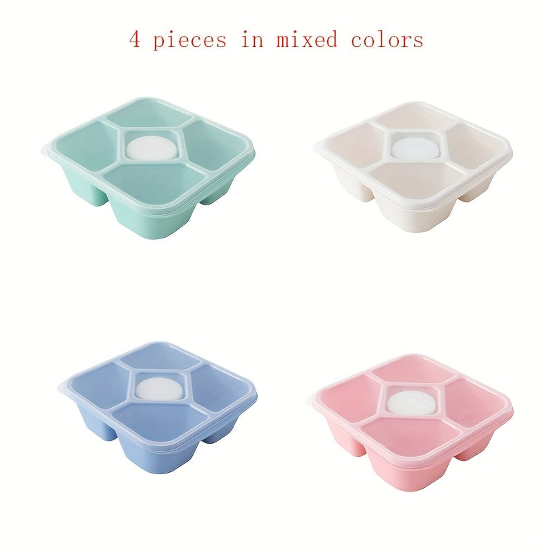 Wheat Straw Lunch Box Snack Container - 5-compartment Lunch Box with 4 Leak-proof Small Containers, 4pcs Set, Suitable for Office and School Use