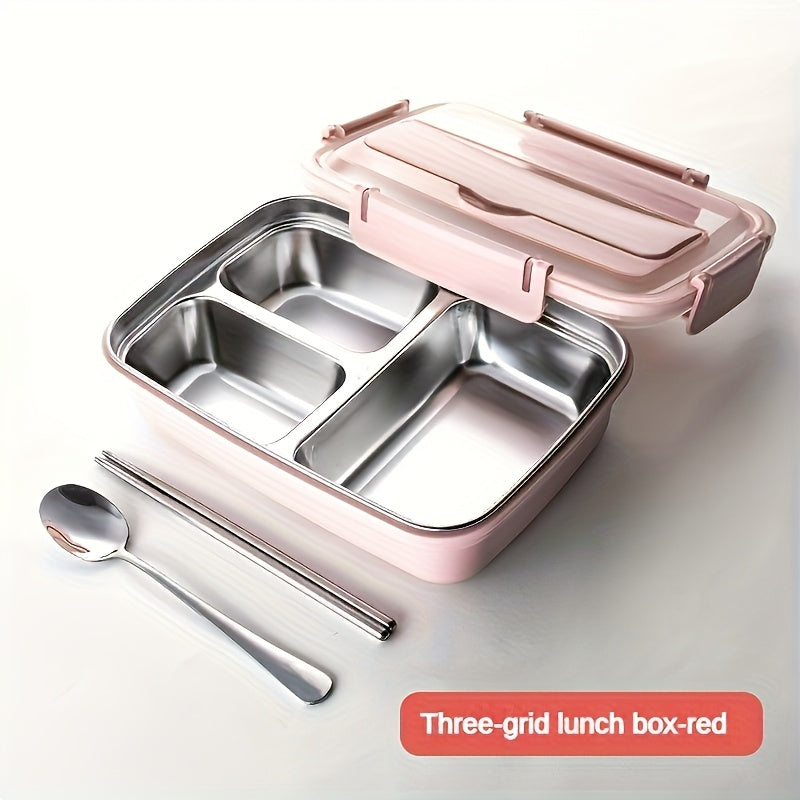 Durable, Leak-Proof Stainless Steel Bento Box with 3 Compartments - Easy-Clean, Portable Lunch Container for Students and Office Workers, Ideal Gift for Back to School, Home Essentials, Office Essentials | Sleek Bento Box | Durable Bento Box, Bento Boxes
