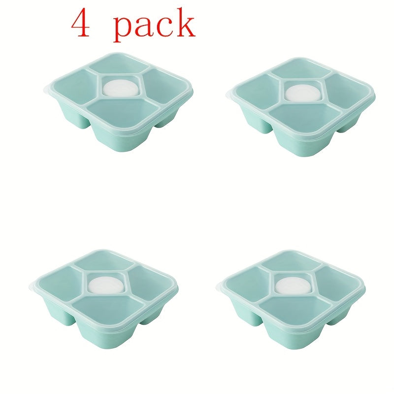 Wheat Straw Lunch Box Snack Container - 5-compartment Lunch Box with 4 Leak-proof Small Containers, 4pcs Set, Suitable for Office and School Use