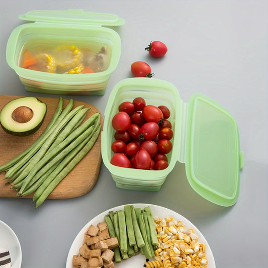 1pc FlexiLife Silicone Bento Box, Collapsible Rectangle Lunch Container, Microwave & Freezer Safe, Dishwasher Friendly, Leak-Proof, Manual Seal for Picnic, Camping, Travel & Outdoor Dining