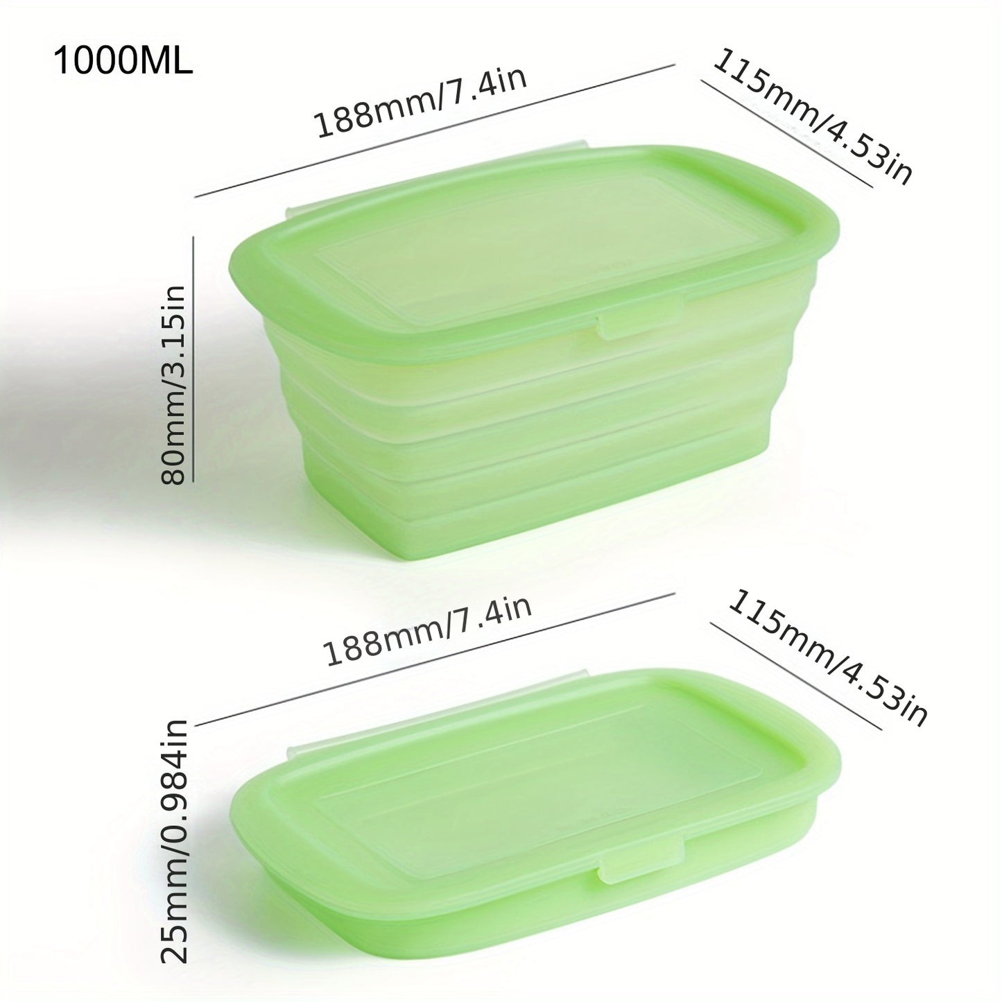 1pc FlexiLife Silicone Bento Box, Collapsible Rectangle Lunch Container, Microwave & Freezer Safe, Dishwasher Friendly, Leak-Proof, Manual Seal for Picnic, Camping, Travel & Outdoor Dining