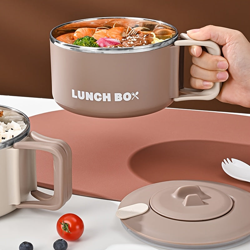 1pc Stainless Steel Microwaveable Lunch Box with Leak-Proof Lid - 304 Stainless, Lightweight & Portable with Handle, Ideal for Office, School, Outdoor Activities, Dishwasher Safe,Back to School