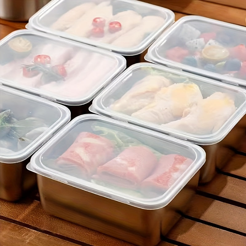 5pcs Set of Stainless Steel Food Storage Containers with Lids, Suitable for Meal Preparation, Lunch And Outdoor Picnics Stainless Steel Fresh-Keeping Box, Lid, Sealed Box, Refrigerator Storage Box, Fruit Bento Box