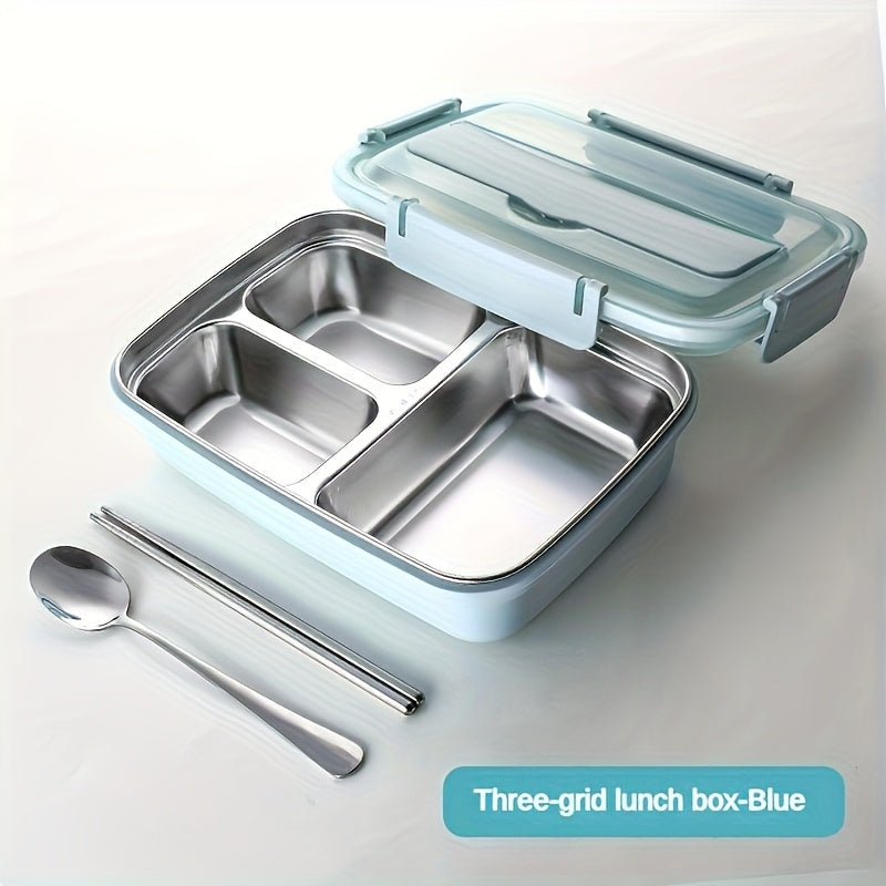 Durable, Leak-Proof Stainless Steel Bento Box with 3 Compartments - Easy-Clean, Portable Lunch Container for Students and Office Workers, Ideal Gift for Back to School, Home Essentials, Office Essentials | Sleek Bento Box | Durable Bento Box, Bento Boxes