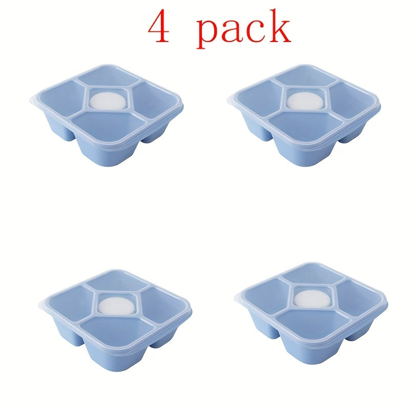 Wheat Straw Lunch Box Snack Container - 5-compartment Lunch Box with 4 Leak-proof Small Containers, 4pcs Set, Suitable for Office and School Use